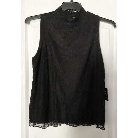 Express Women's Lace Mock Neck Tank Size M, Black - Picture 1 of 7